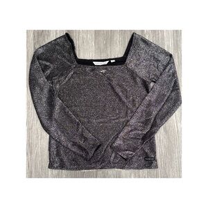 Calvin Klein Jeans Metallic Shimmer Long Sleeve Top ✨